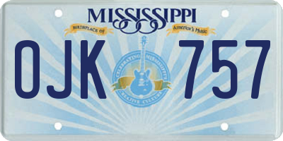 MS license plate OJK757