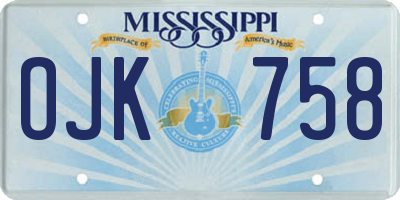 MS license plate OJK758