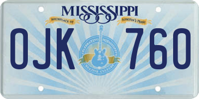 MS license plate OJK760