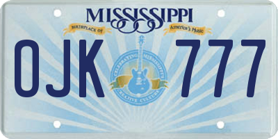 MS license plate OJK777