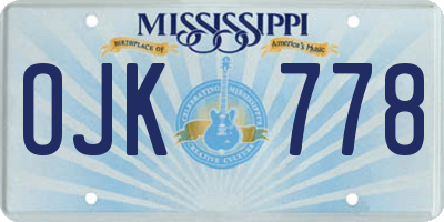 MS license plate OJK778