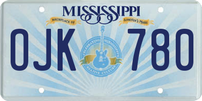 MS license plate OJK780