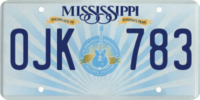 MS license plate OJK783