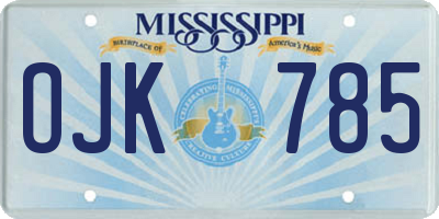 MS license plate OJK785