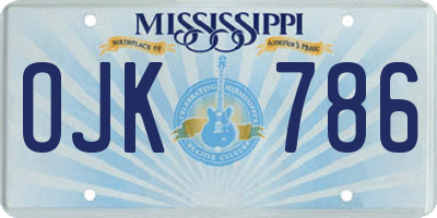 MS license plate OJK786