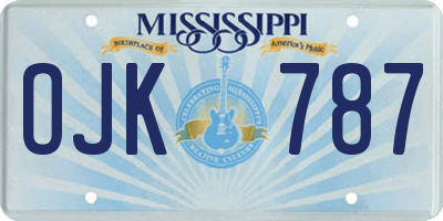 MS license plate OJK787