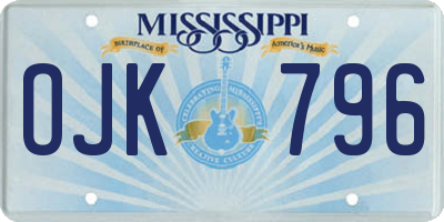 MS license plate OJK796