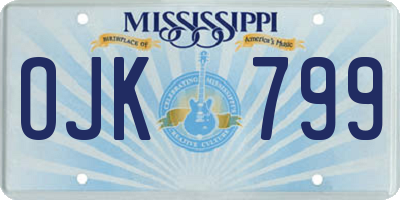 MS license plate OJK799