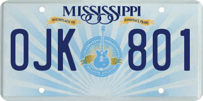 MS license plate OJK801