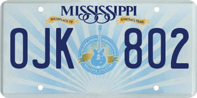 MS license plate OJK802