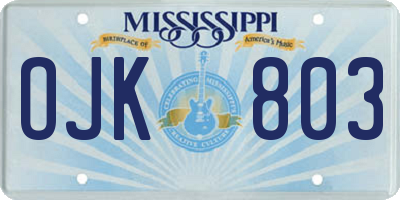 MS license plate OJK803