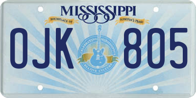 MS license plate OJK805