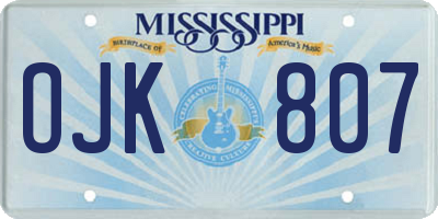 MS license plate OJK807