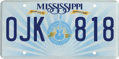 MS license plate OJK818