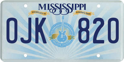 MS license plate OJK820