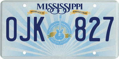 MS license plate OJK827