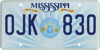 MS license plate OJK830