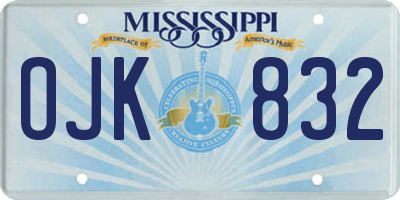 MS license plate OJK832