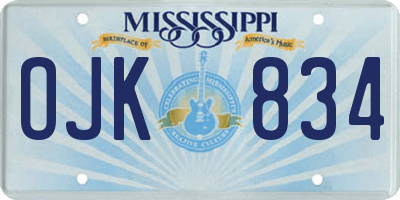 MS license plate OJK834