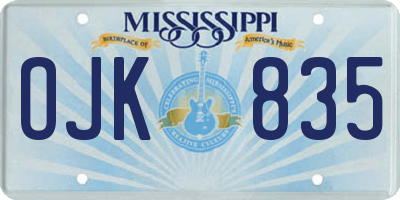 MS license plate OJK835