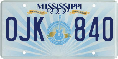 MS license plate OJK840