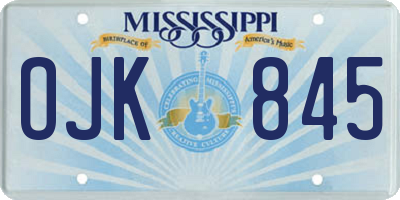 MS license plate OJK845
