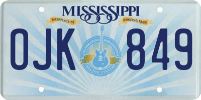 MS license plate OJK849