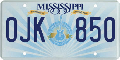 MS license plate OJK850