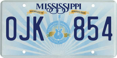 MS license plate OJK854