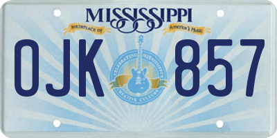MS license plate OJK857