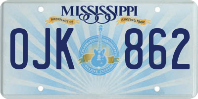 MS license plate OJK862