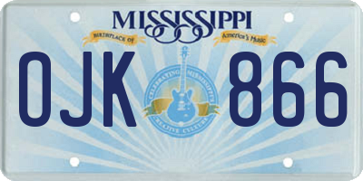 MS license plate OJK866