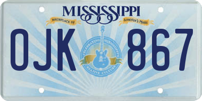 MS license plate OJK867