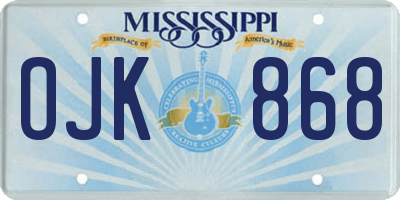 MS license plate OJK868