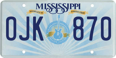 MS license plate OJK870