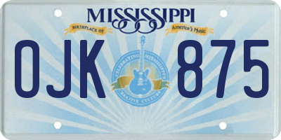 MS license plate OJK875
