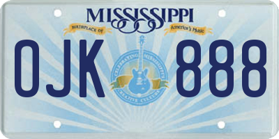 MS license plate OJK888