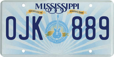 MS license plate OJK889