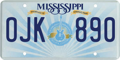 MS license plate OJK890