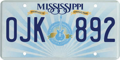 MS license plate OJK892