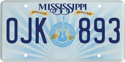 MS license plate OJK893