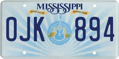 MS license plate OJK894