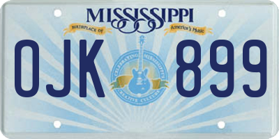 MS license plate OJK899