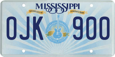 MS license plate OJK900