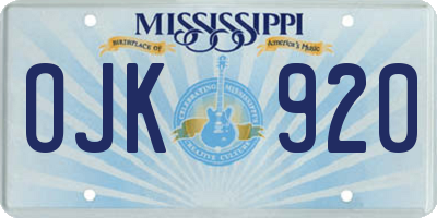 MS license plate OJK920