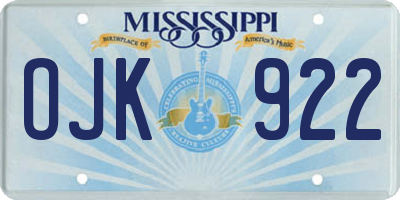 MS license plate OJK922