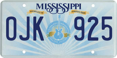 MS license plate OJK925