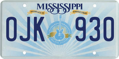 MS license plate OJK930