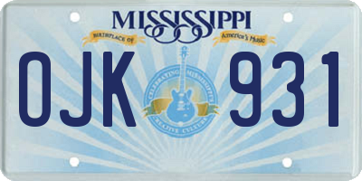 MS license plate OJK931