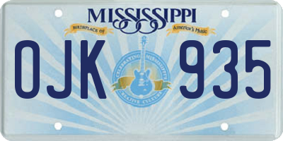 MS license plate OJK935